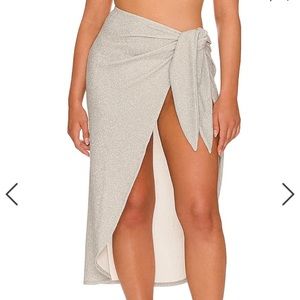 Good American NEW XS-Large Sizes 0-4 Silver Glitter Tie Sarong Beach Summer